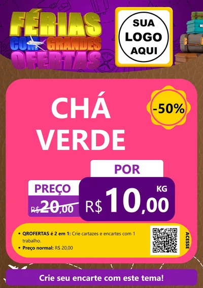Modelo de Cartaz para Cartaz A4 Vertical com o tema Férias com Grandes Ofertas para Produtos Naturais