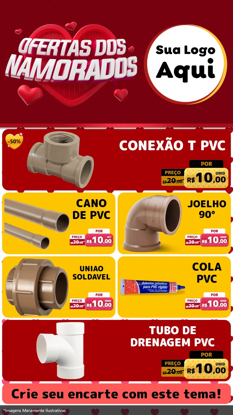 Modelo de TV para TV Vertical com o tema Ofertas Dos Namorados para Tubos e conexões