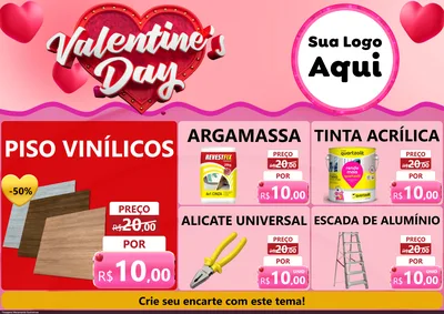 Modelo de Encarte para Encarte A4 Horizontal com o tema Valentine's Day para Material para Construção