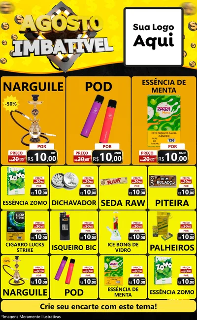 Modelo de Encarte para Encarte Grande com o tema Agosto Imbatível para Tabacaria