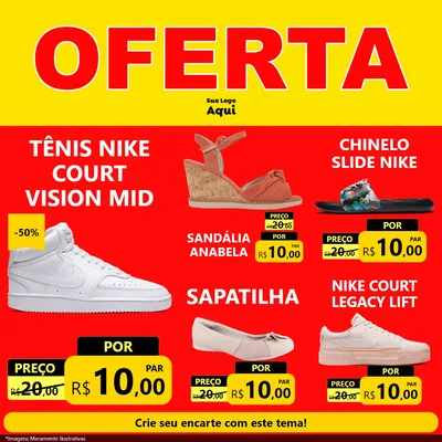 Modelo de Rede Social para Feed Facebook com o tema OFERTA - Vermelho Cartaz para Calçados