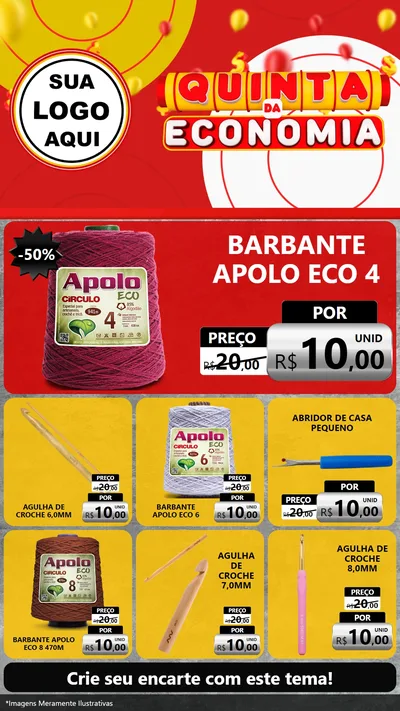 Modelo de Rede Social para Stories com o tema Quinta da Economia para Armarinho e Aviamentos
