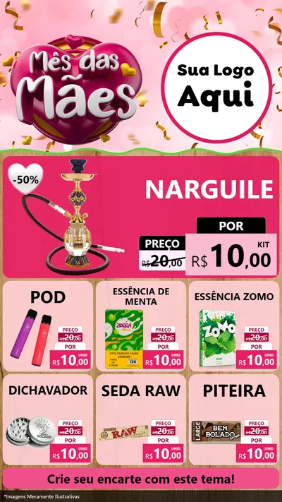 Modelo de Rede Social para Stories com o tema Mês das Mães para Tabacaria