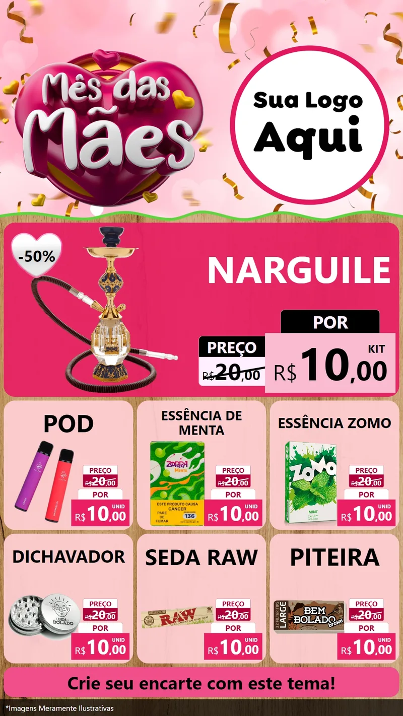 Modelo de Rede Social para Stories com o tema Mês das Mães para Tabacaria