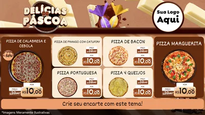 Modelo de TV para TV Horizontal com o tema Delícias de Páscoa para Pizzaria