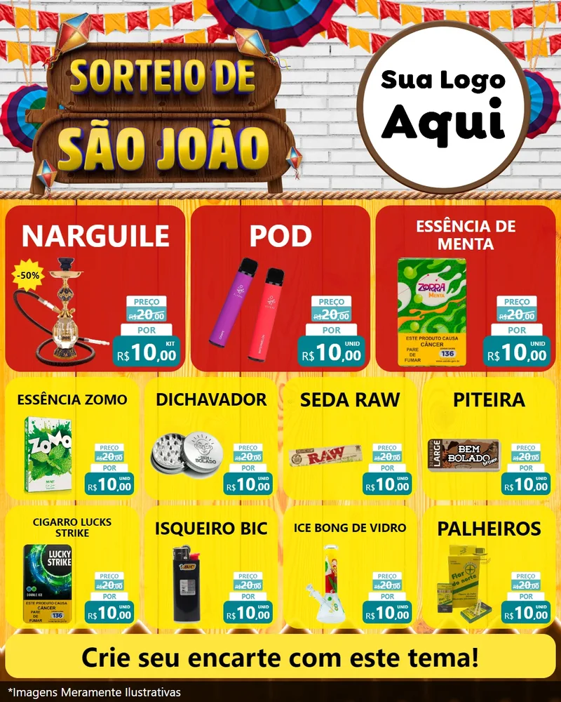 Modelo de Rede Social para Feed Instagram com o tema Sorteio de São João para Tabacaria