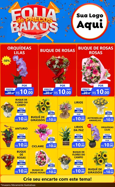 Modelo de Encarte para Encarte Grande com o tema Folia de Preços Baixos para Floricultura e jardim
