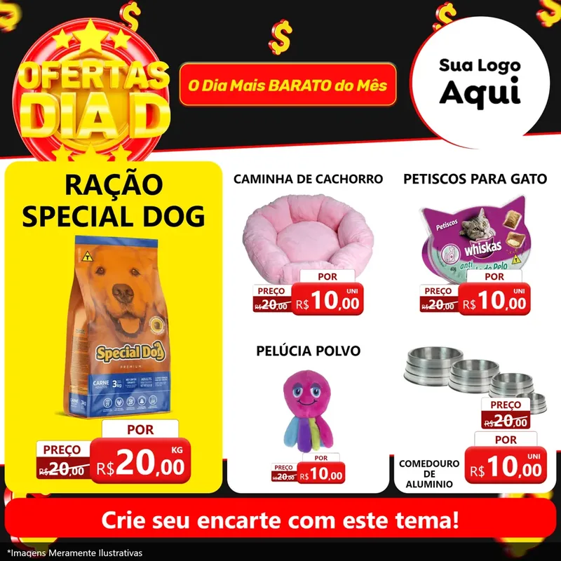 Modelo de Rede Social para Feed Facebook com o tema Dia D para Pet Shop