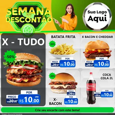 Modelo de Rede Social para Feed Facebook com o tema Semana de Descontão - Copa para Hamburgueria