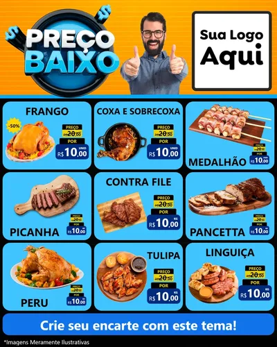 Modelo de Rede Social para Feed Instagram com o tema Preço Baixo para Assados