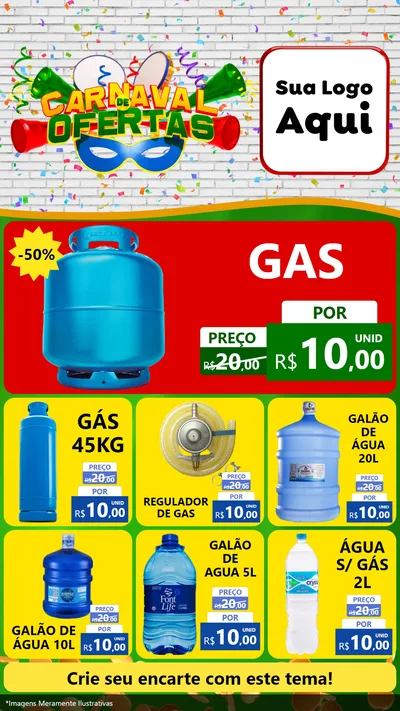 Modelo de Rede Social para Stories com o tema Carnaval de Ofertas para Água e gás