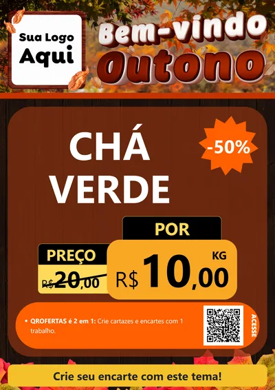 Modelo de Cartaz para Cartaz A4 Vertical com o tema Bem-vindo Outono para Produtos Naturais
