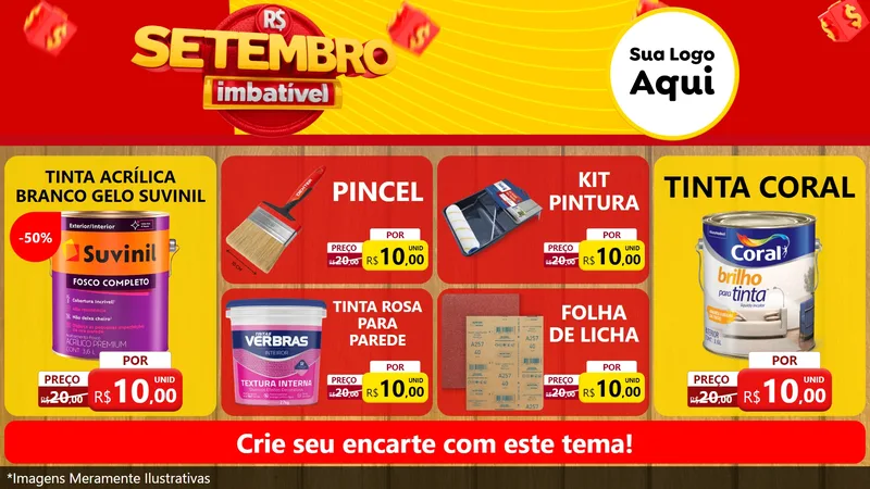 Modelo de TV para TV Horizontal com o tema Setembro Imbatível para Tintas e Ferramentas