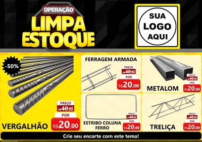 Modelo de Encarte para Encarte A4 Horizontal com o tema Operação Limpa Estoque para Ferragens