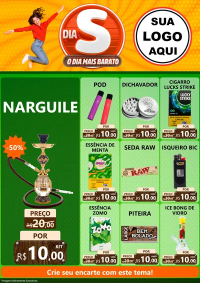 Modelo de Encarte para Encarte A4 Vertical com o tema Dia S - O Dia Mais Barato para Tabacaria