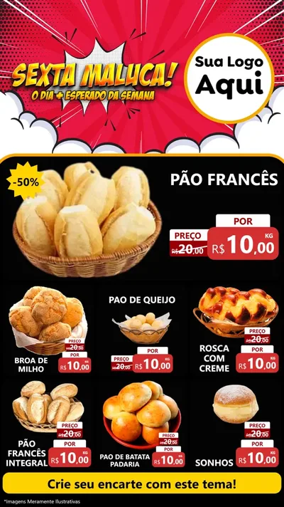 Modelo de Rede Social para Stories com o tema Sexta Maluca! para Padaria
