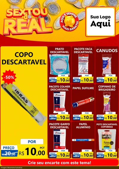 Modelo de Encarte para Encarte A4 Vertical com o tema Sextou do Real para Embalagens