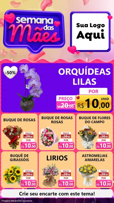 Modelo de Rede Social para Stories com o tema Semana das Mães para Floricultura e jardim