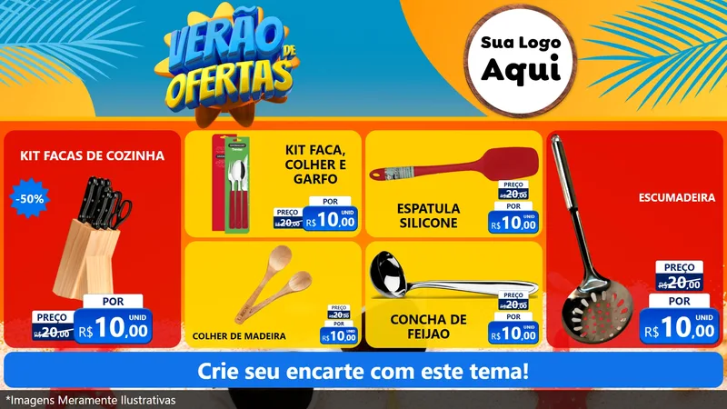 Modelo de TV para TV Horizontal com o tema Verão de Ofertas para Utilidades Domésticas