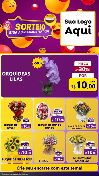Modelo de Rede Social para Stories com o tema Sorteio para Floricultura e jardim