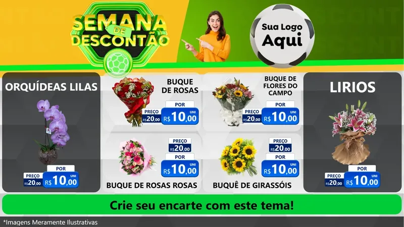 Modelo de TV para TV Horizontal com o tema Semana de Descontão - Copa para Floricultura e jardim
