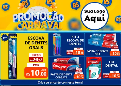 Modelo de Encarte para Encarte A4 Horizontal com o tema Promoção de Carnaval para Higiene Pessoal