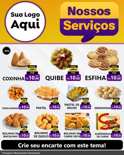 Modelo de Rede Social para Feed Instagram com o tema Nossos Serviços para Salgadaria