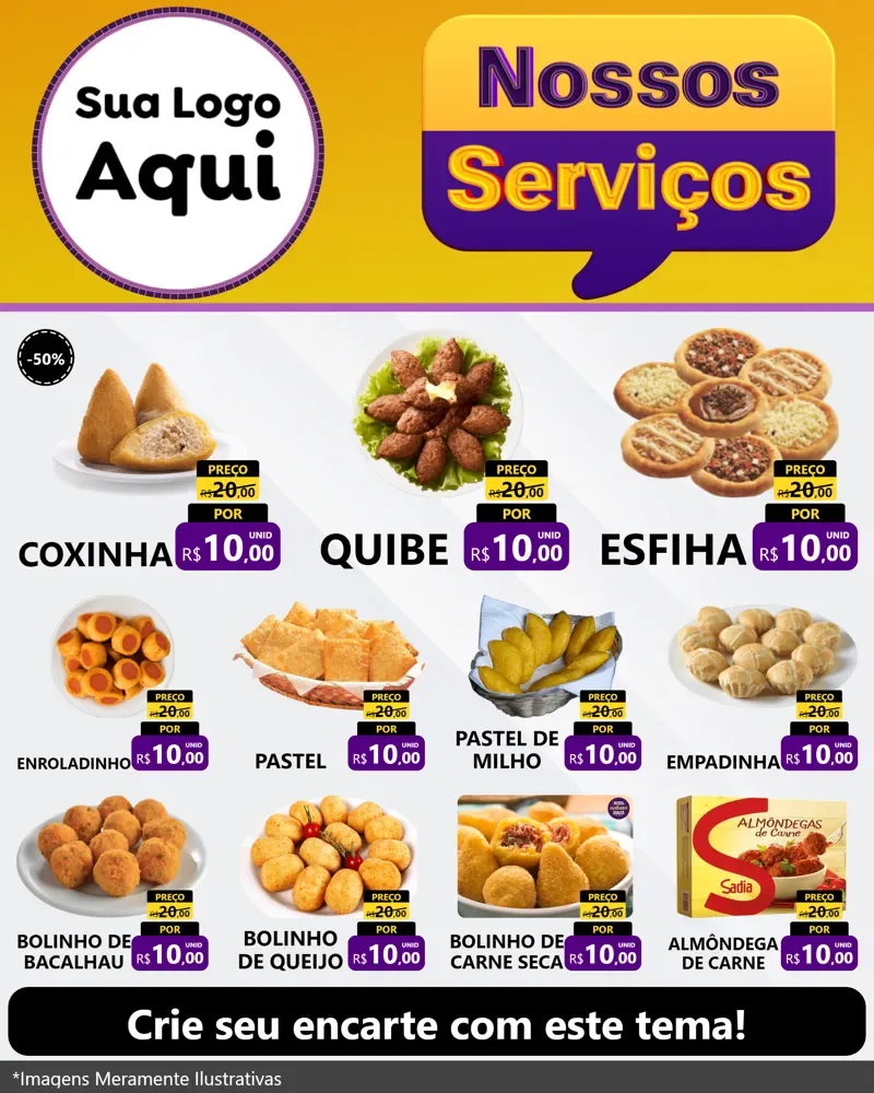 Modelo de Rede Social para Feed Instagram com o tema Nossos Serviços para Salgadaria