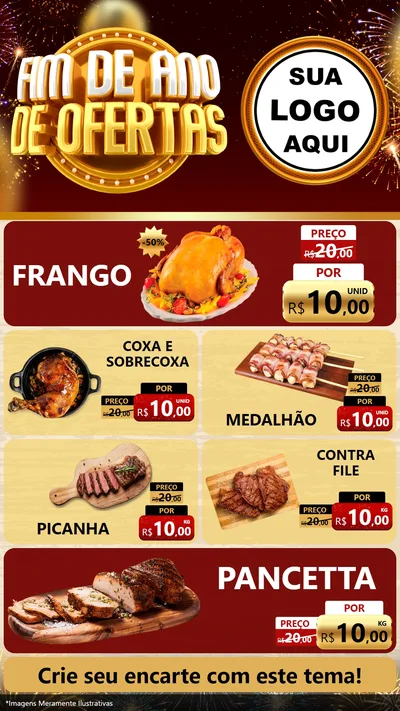 Modelo de TV para TV Vertical com o tema Fim de Ano de Ofertas para Assados