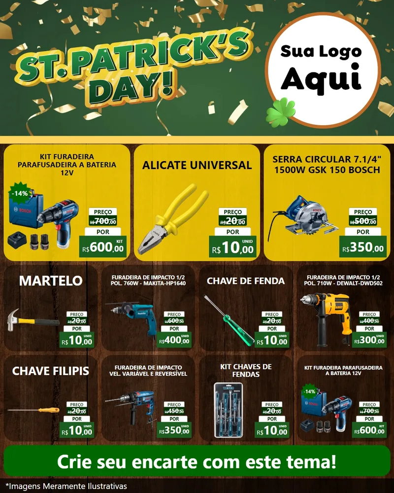 Modelo de Rede Social para Feed Instagram com o tema St Patriks Day para Maquinas e Ferramentas
