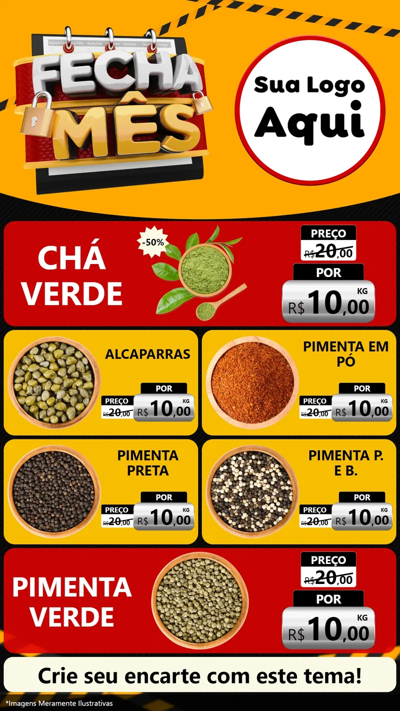 Modelo de TV para TV Vertical com o tema Fecha Mês para Produtos Naturais