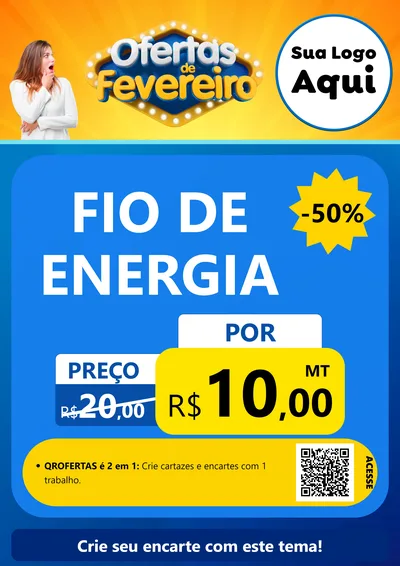 Modelo de Cartaz para Cartaz A4 Vertical com o tema Ofertas de Fevereiro para Materiais Elétricos