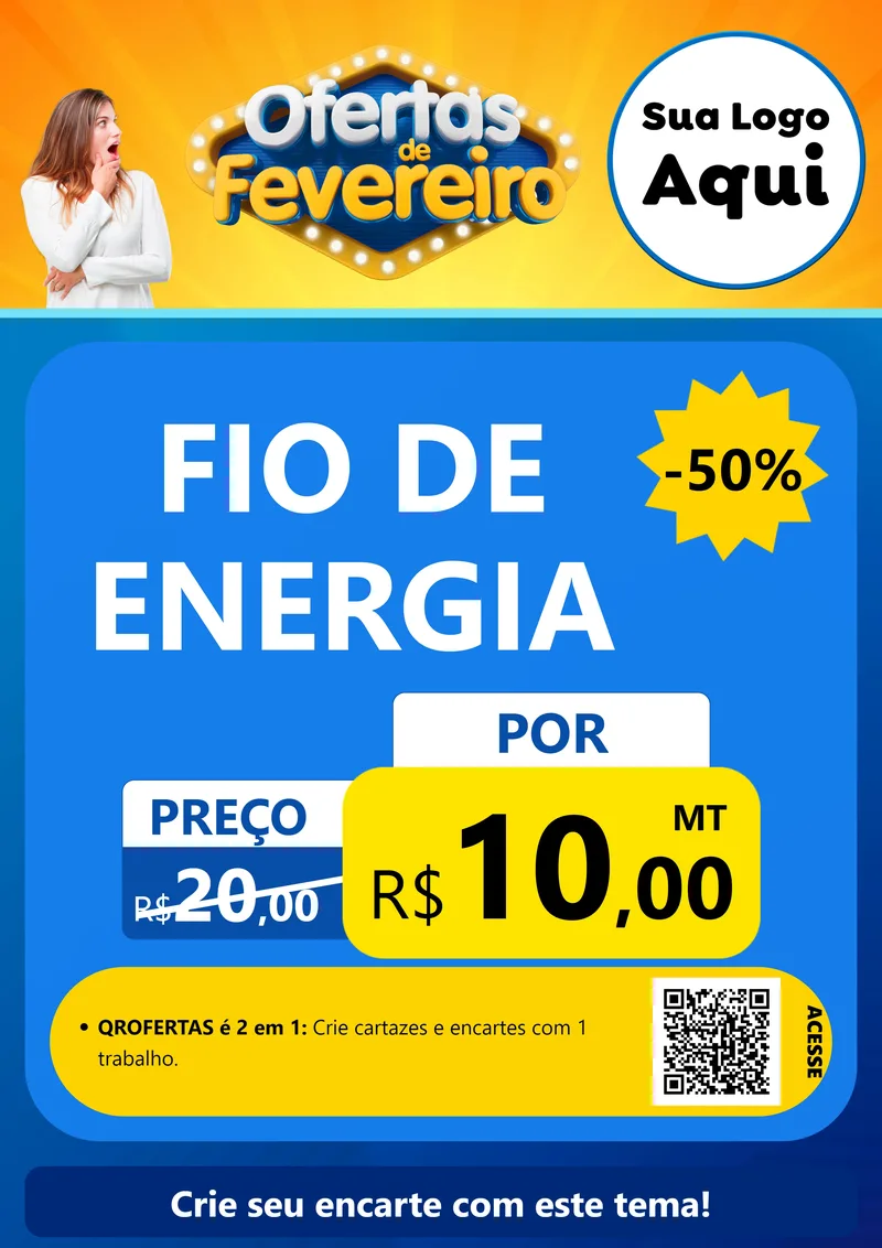 Modelo de Cartaz para Cartaz A4 Vertical com o tema Ofertas de Fevereiro para Materiais Elétricos