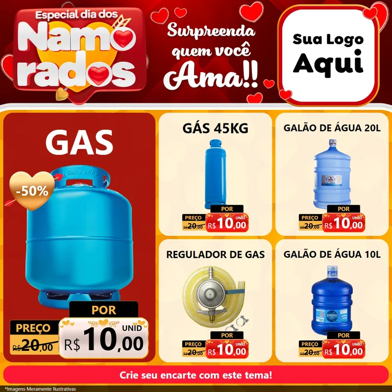 Modelo de Rede Social para Feed Facebook com o tema Especial Dia dos Namorados para Água e gás