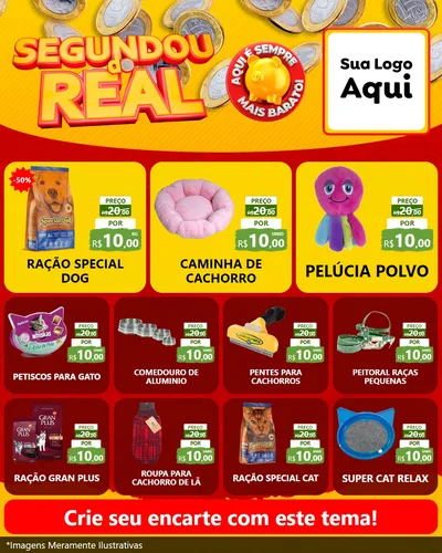 Modelo de Rede Social para Feed Instagram com o tema Segundou do Real para Pet Shop