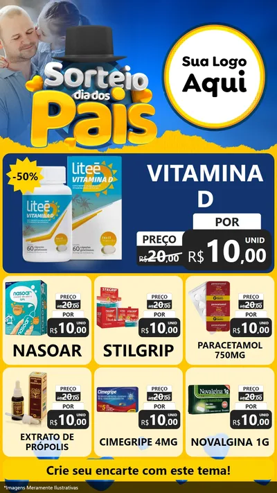 Modelo de Rede Social para Stories com o tema Sorteio Dia Dos Pais para Farmácia