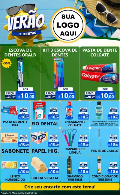 Modelo de Encarte para Encarte Grande com o tema Verão de Ofertas para Higiene Pessoal