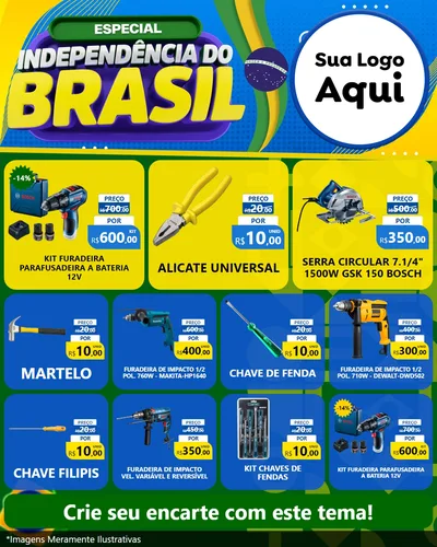Modelo de Rede Social para Feed Instagram com o tema Especial Independência do Brasil para Maquinas e Ferramentas