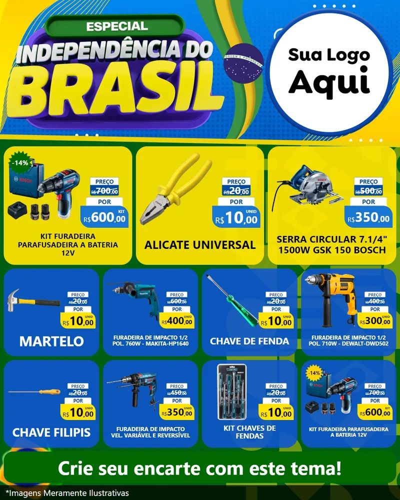 Modelo de Rede Social para Feed Instagram com o tema Especial Independência do Brasil para Maquinas e Ferramentas