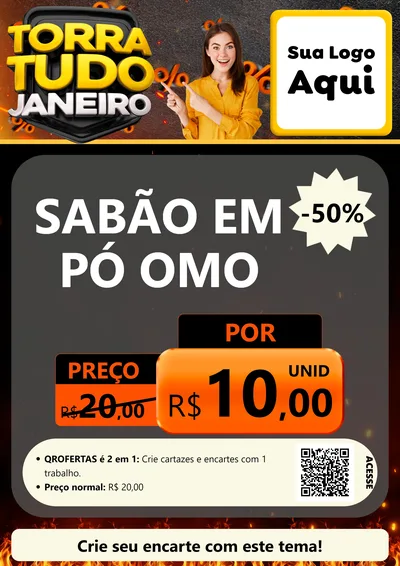 Modelo de Cartaz para Cartaz A4 Vertical com o tema Torra Tudo Janeiro para Produtos de Limpeza