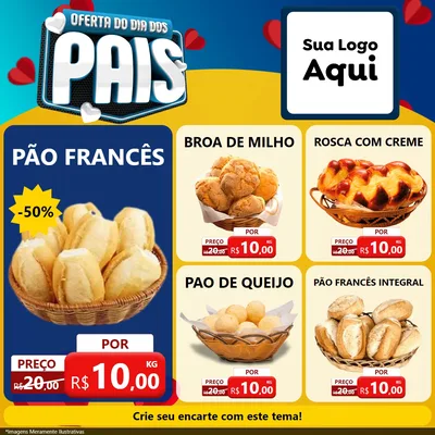 Modelo de Rede Social para Feed Facebook com o tema Oferta Do Dia Dos Pais para Padaria