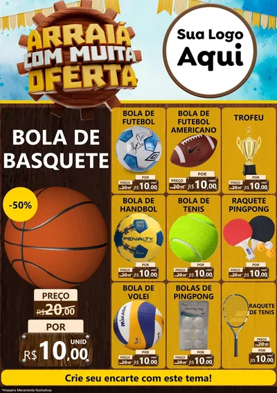 Modelo de Encarte para Encarte A4 Vertical com o tema Ofertas de São João - Junina para Artigos Esportivos