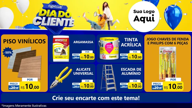 Modelo de TV para TV Horizontal com o tema Especial Dia do Cliente para Material para Construção