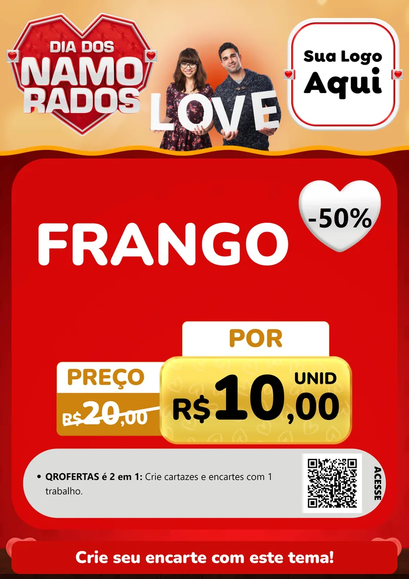 Modelo de Cartaz para Cartaz A4 Vertical com o tema Dia dos Namorados para Assados