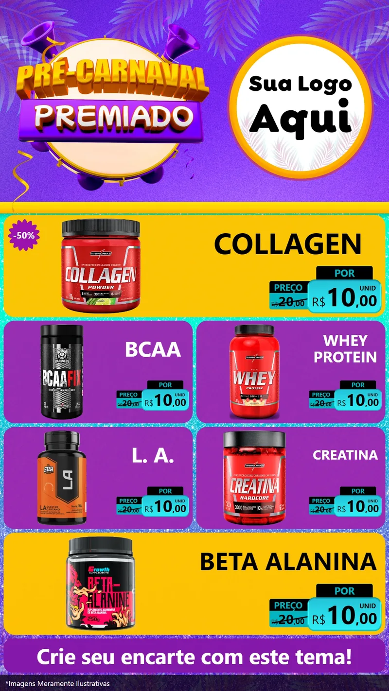 Modelo de TV para TV Vertical com o tema Pré-Carnaval Premiado para Suplementos alimentares