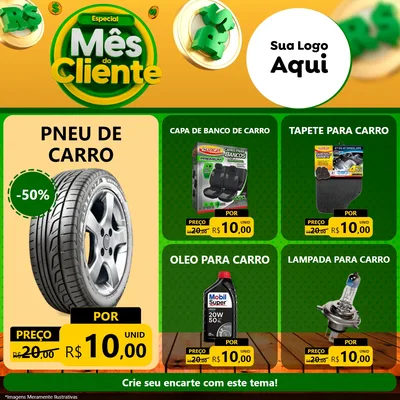 Modelo de Rede Social para Feed Facebook com o tema Especial Mês do Cliente para Auto peças