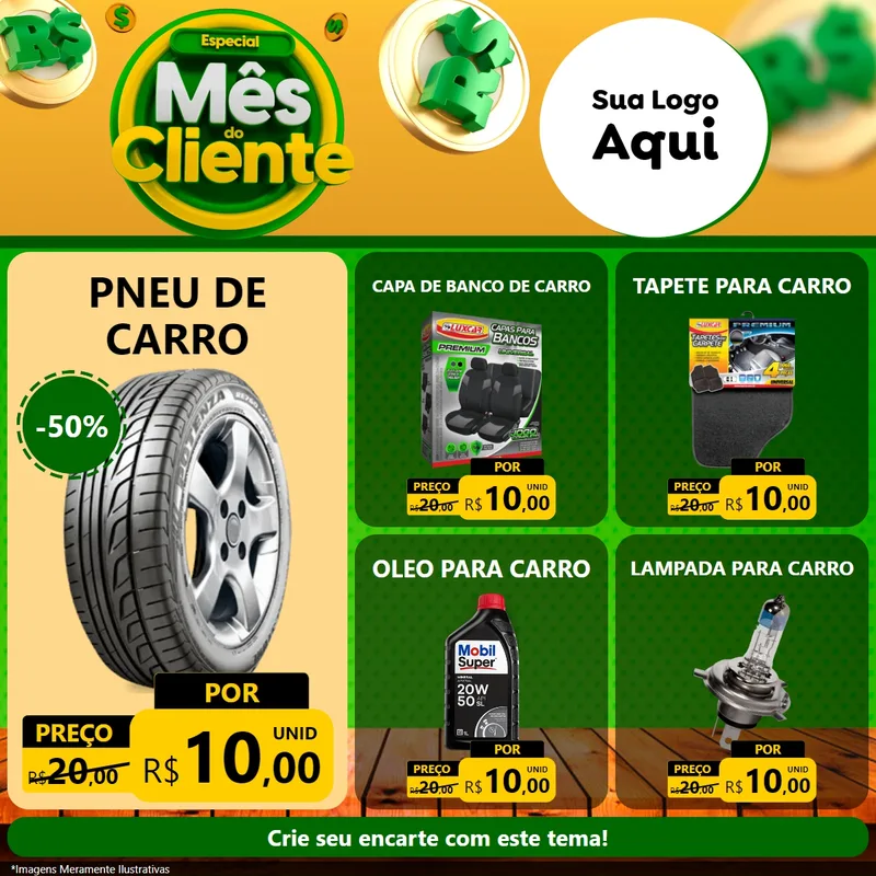 Modelo de Rede Social para Feed Facebook com o tema Especial Mês do Cliente para Auto peças