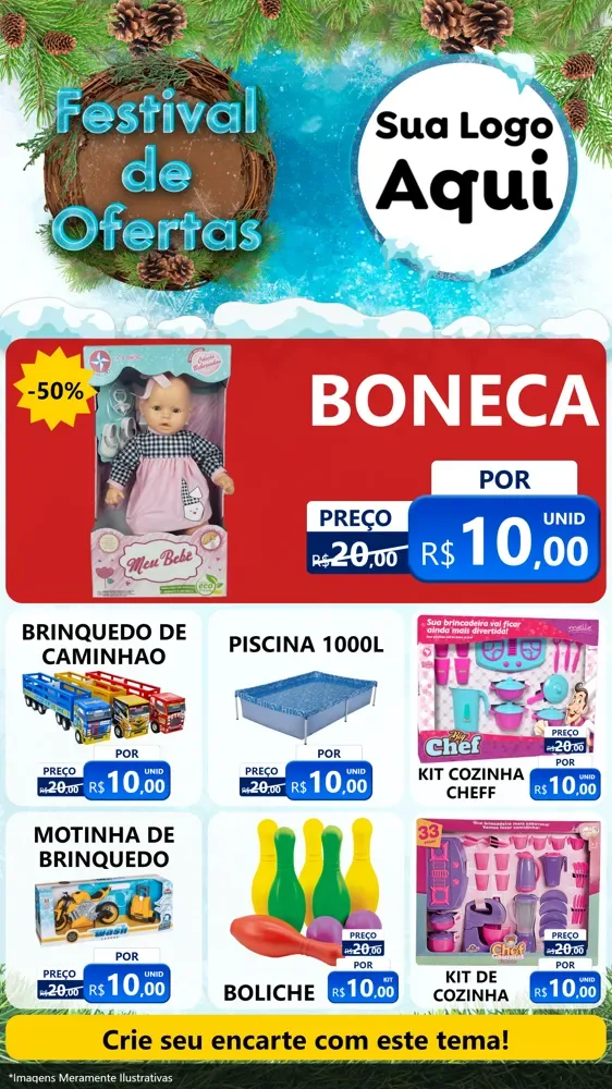 Modelo de Rede Social para Stories com o tema Festival de Ofertas - Inverno para Brinquedos