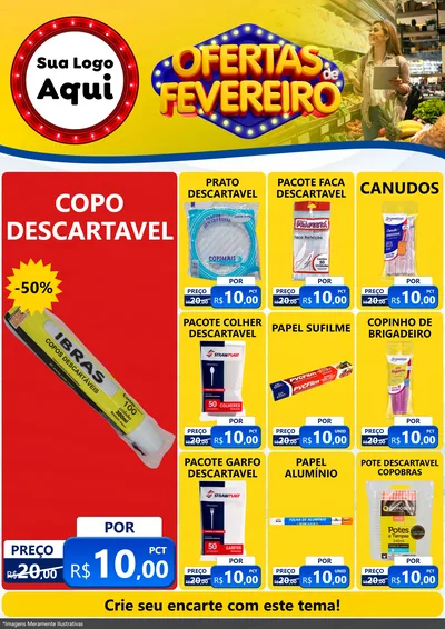 Modelo de Encarte para Encarte A4 Vertical com o tema Ofertas de Fevereiro para Embalagens