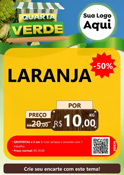 Modelo de Cartaz para Cartaz A4 Vertical com o tema Quarta Verde para Hortifrúti